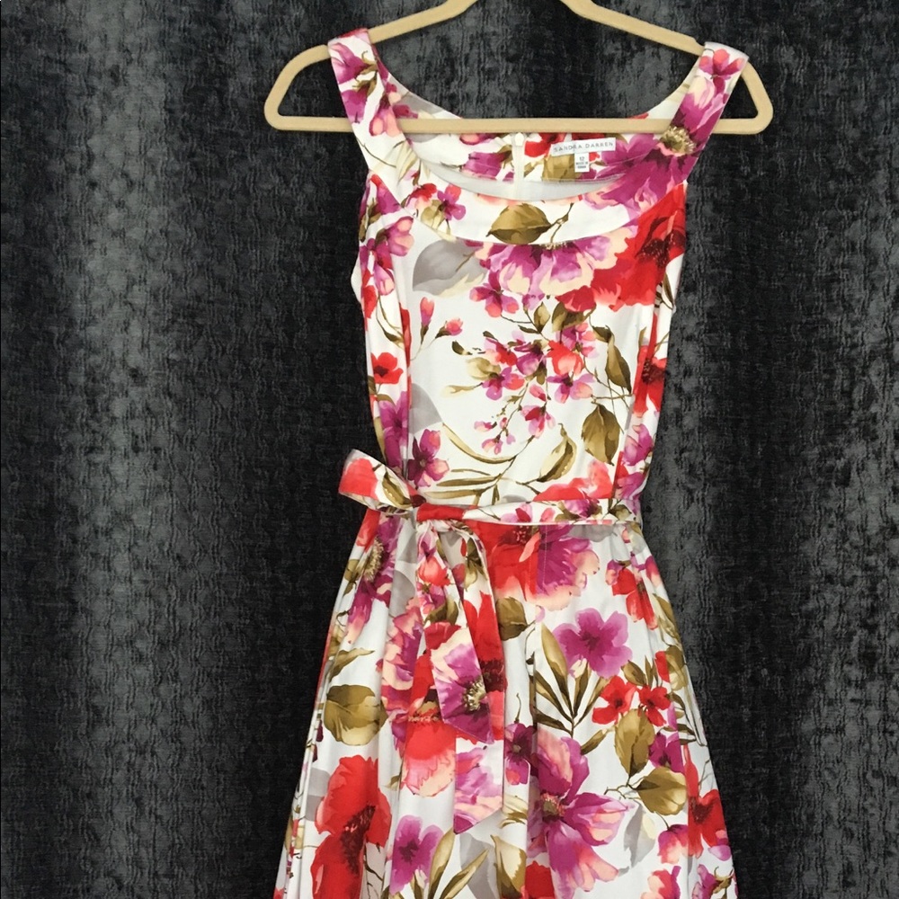 Sandra Darren dress flora print fit & flare Size12